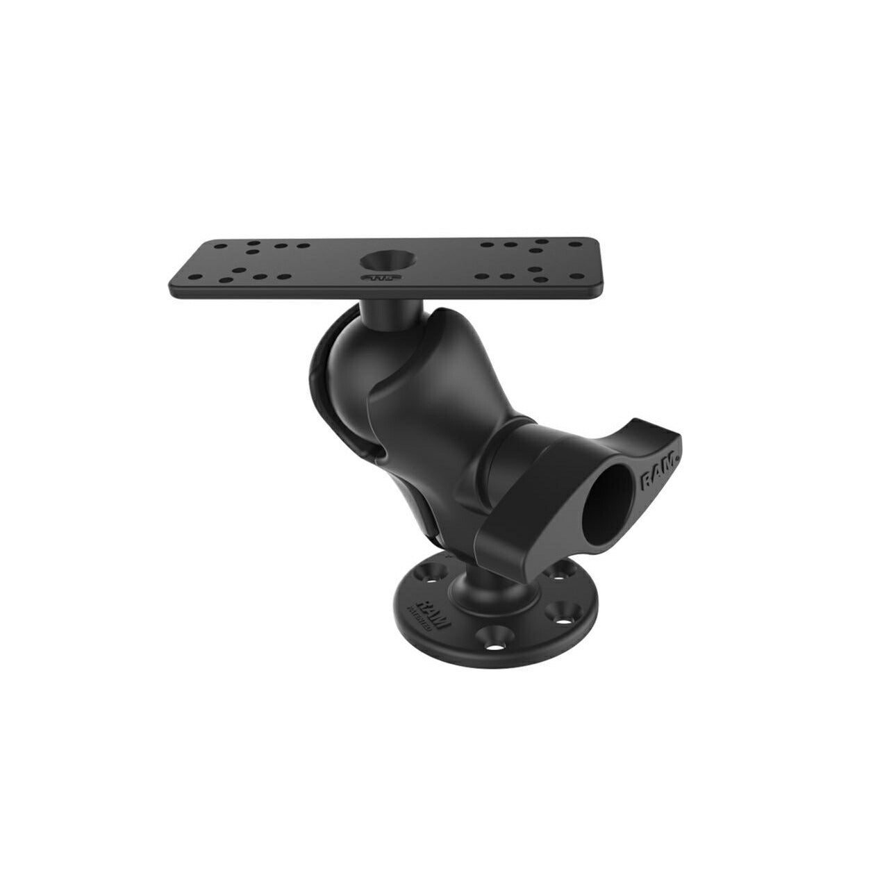 Fish Finder Mount (M) & Round Base Set (Short Arm) Plate Size 158.7×50.8mm Black 2.25 inch ball 1 pc.