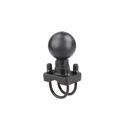 Double U-Bolt Clamp Base (Zinc Plated Bolts) for 31.75-38.1mm Pipes, Black, 2.25 inch Ball, 1 pc.