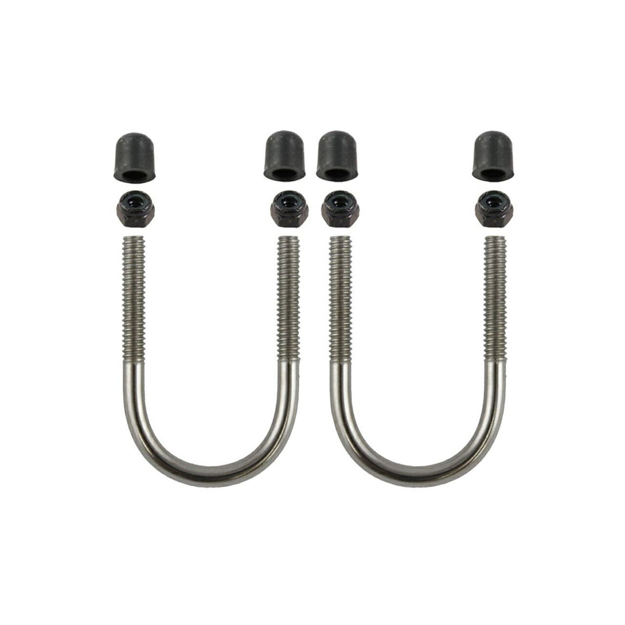 Stainless bolt/nut set for double U-clamp base (repair), black, 1 pc
