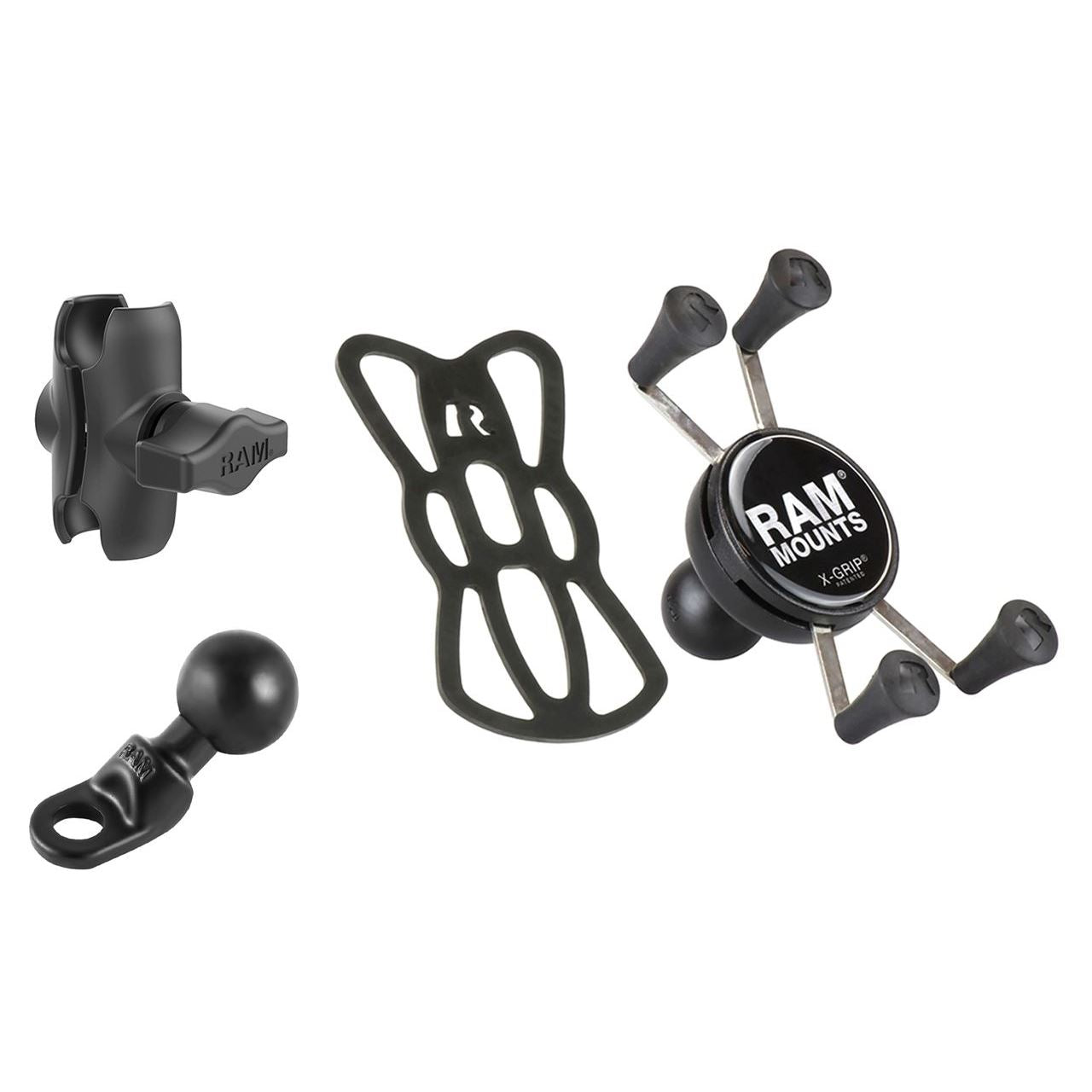 X-Grip (S) & 9mm Hole Mirror Frame Base Set (Short Arm) Black 1-inch Ball 1 pc.