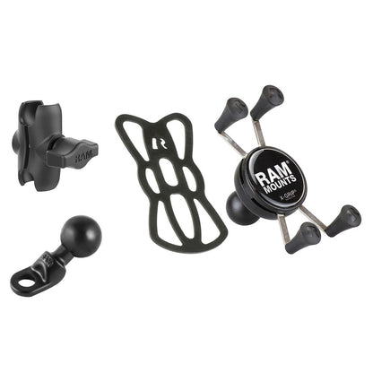X-Grip (S) & 9mm Hole Mirror Frame Base Set (Short Arm) Black 1-inch Ball 1 pc.
