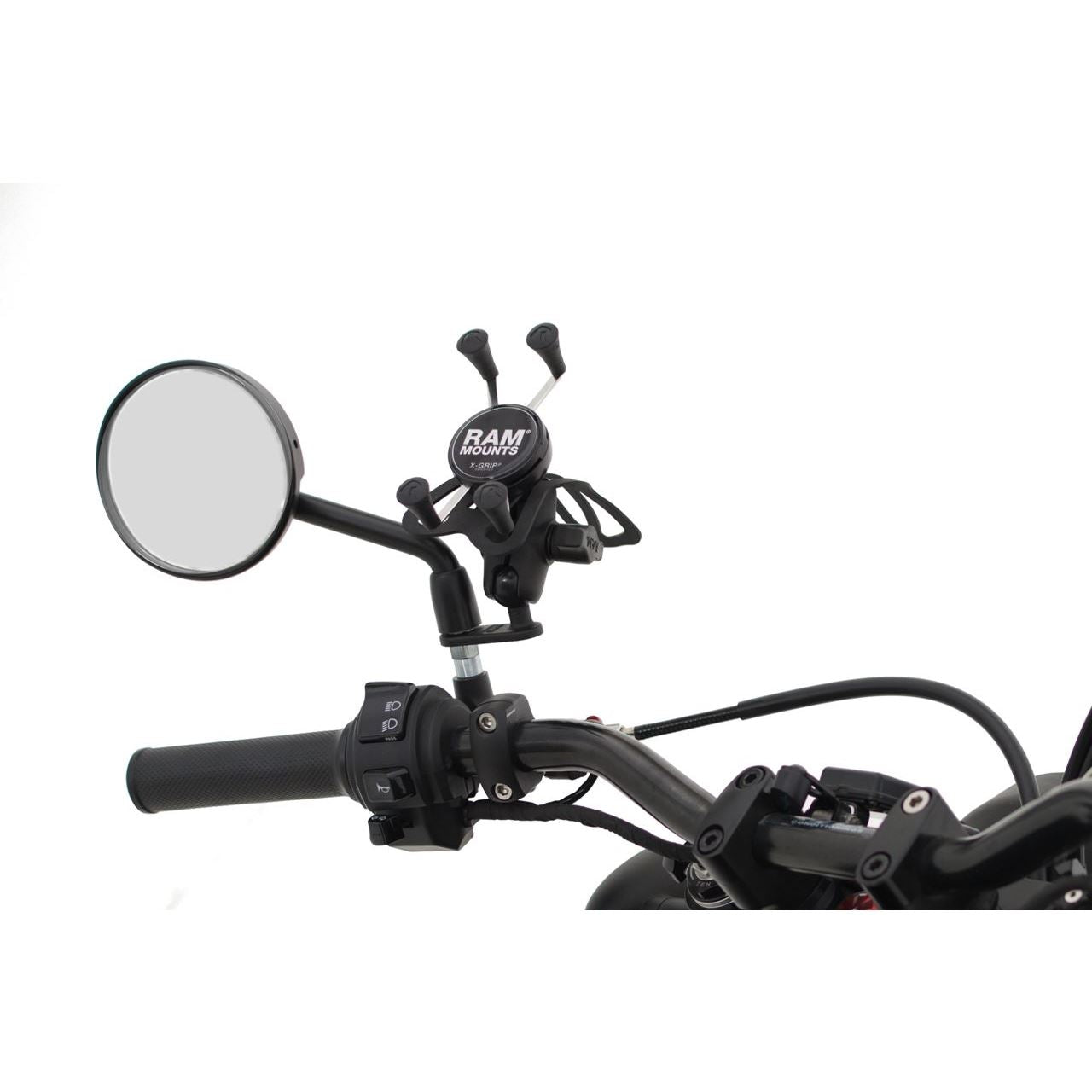 X-Grip (S) & 11mm Hole Mirror Frame Base Set (Short Arm) Black 1-inch Ball 1 pc