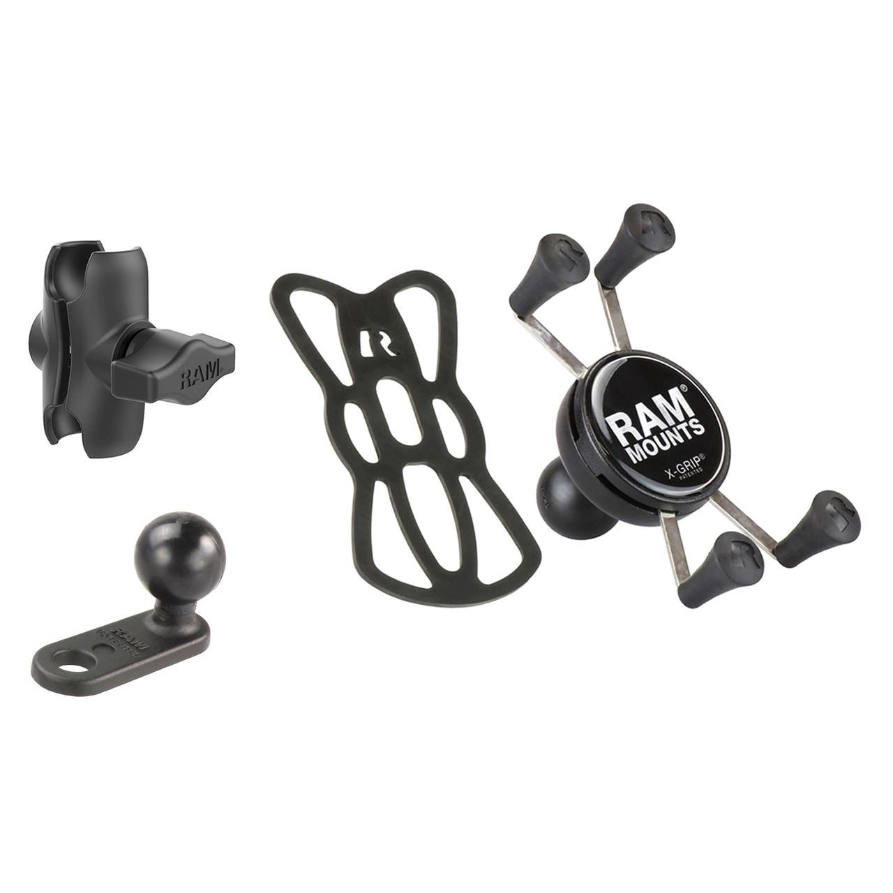 X-Grip (S) & 11mm Hole Mirror Frame Base Set (Short Arm) Black 1-inch Ball 1 pc