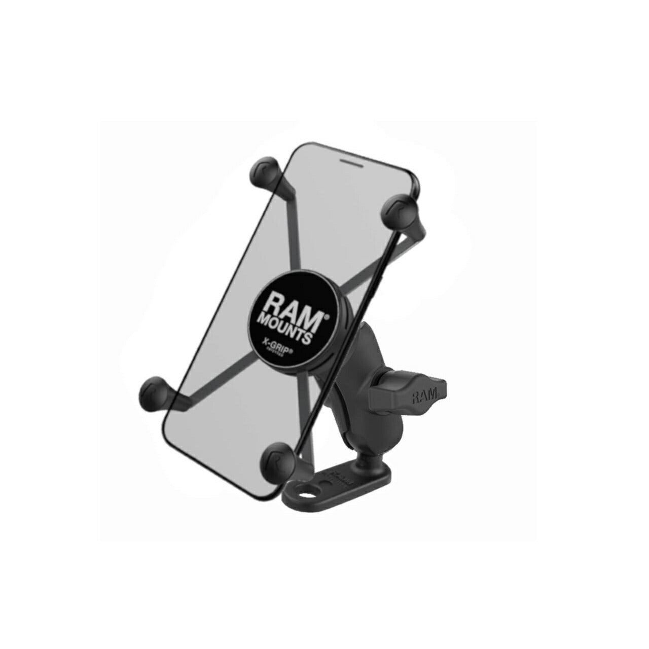 X-Grip (M) & 11mm Hole Mirror Frame Base Set (Short Arm) Black 1-inch Ball 1 pc