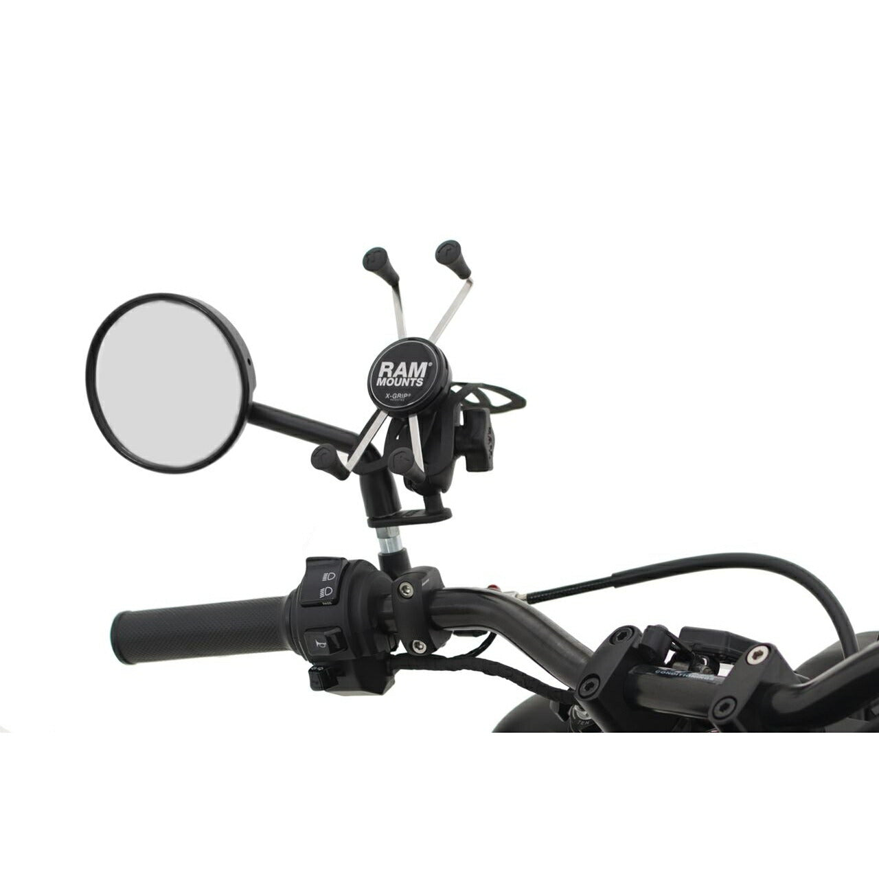 X-Grip (M) & 11mm Hole Mirror Frame Base Set (Short Arm) Black 1-inch Ball 1 pc