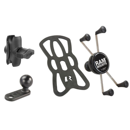 X-Grip (M) & 11mm Hole Mirror Frame Base Set (Short Arm) Black 1-inch Ball 1 pc
