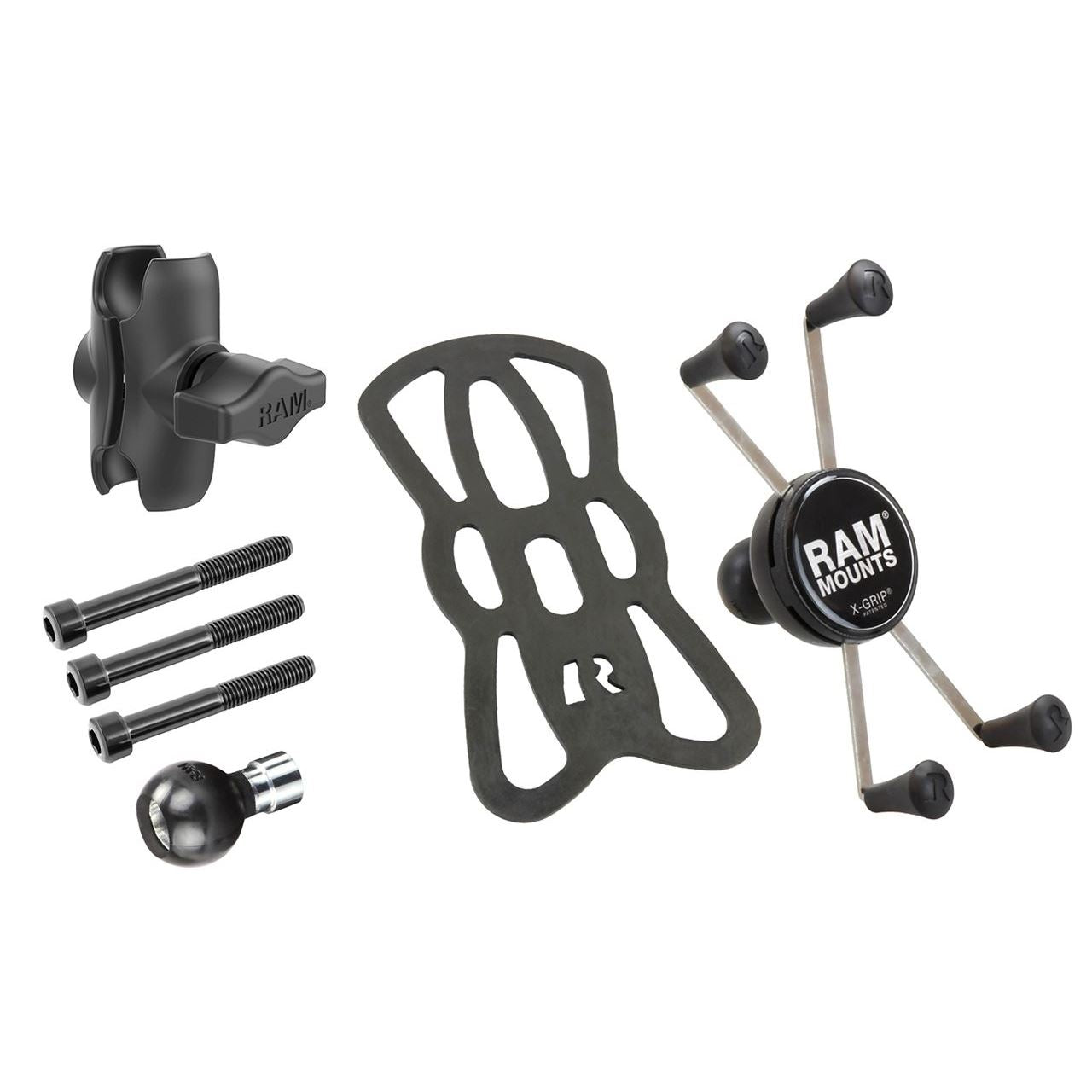X-Grip (M) & M8 Bolt Base Set (Short Arm) Black 1 inch Ball, 1 pc.