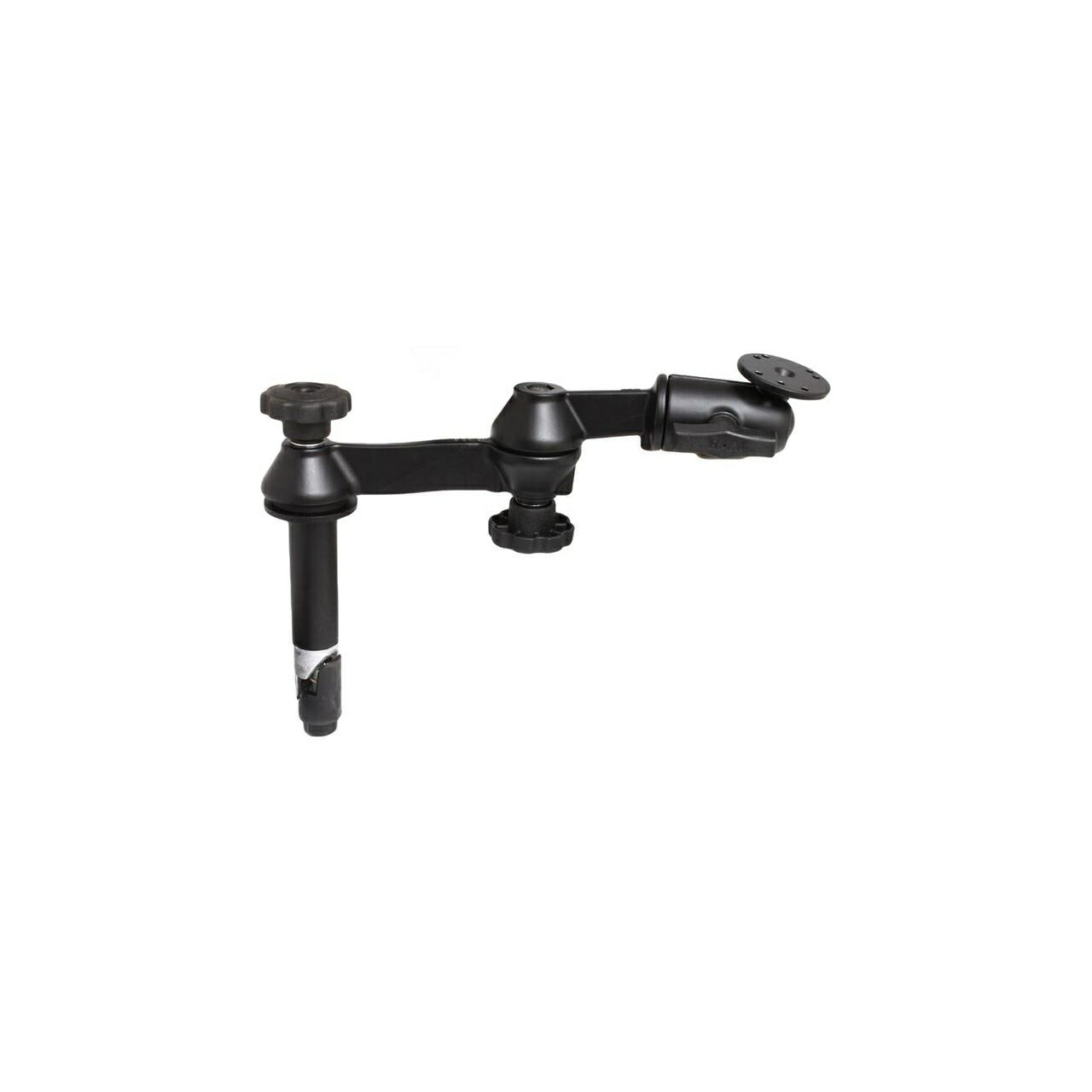 AMPS Round Plate & 101mm Telescope Pole (Double Pivot / Swing Arm) Upper Side Black 1.5 inch ball 1 piece