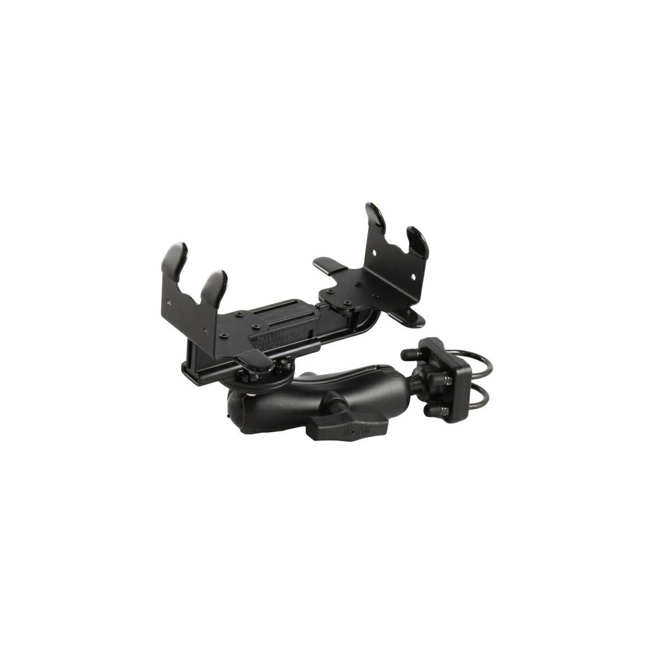 Mobile Printer Holder (S) & Double U-Bolt Clamp Base Set (Standard Arm) for φ31.75-38.1mm, Black, 1.5-inch Ball, 1 piece