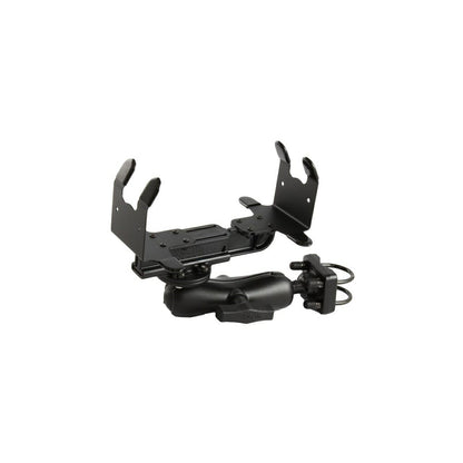 Mobile Printer Holder (M) & Double U-Bolt Clamp Base Set (Standard Arm) for φ31.75-38.1mm, Black, 1.5-inch Ball, 1 pc.
