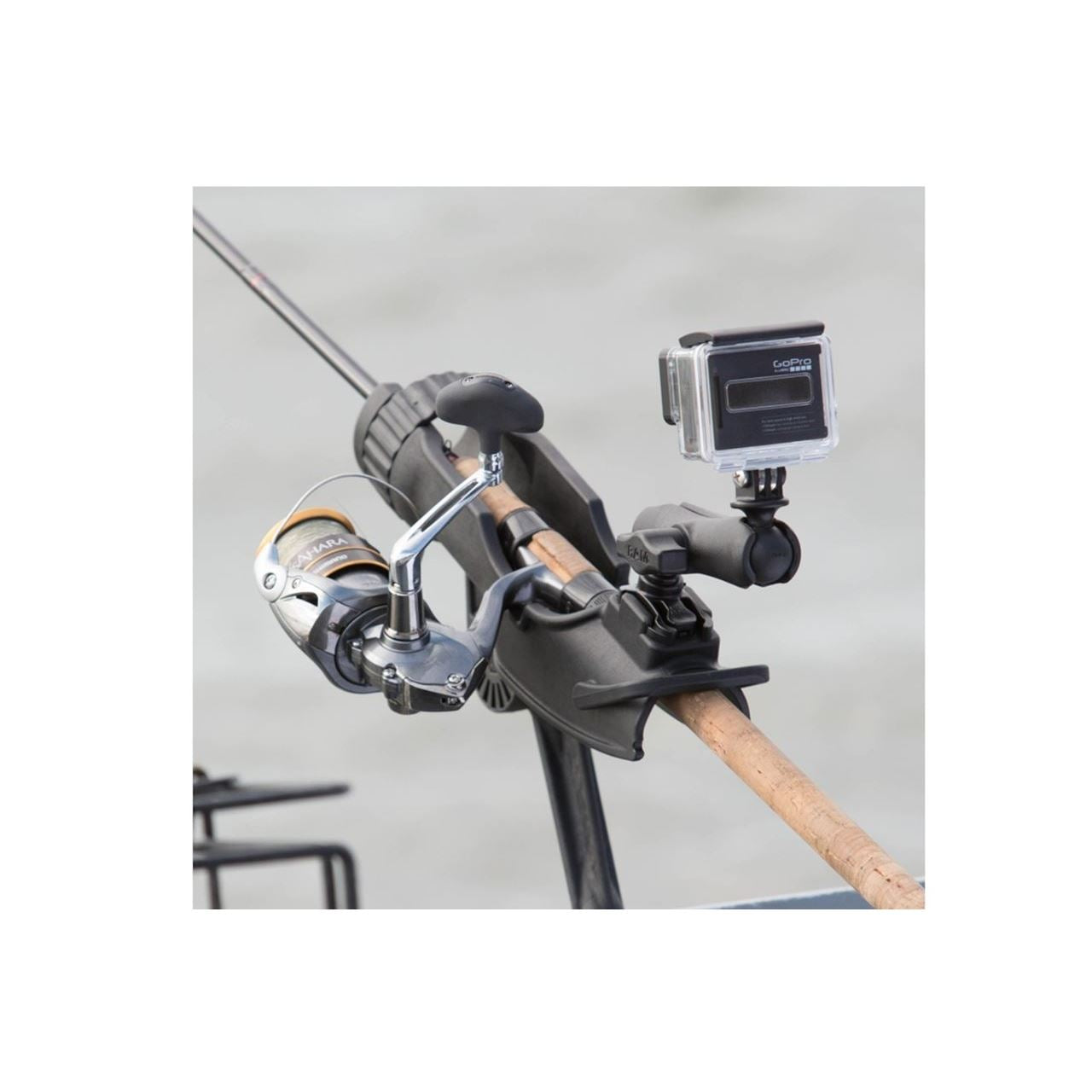 Rod Holder (Rod HD.) & Spline Post Base Set, Post Length 15.2cm, Black, 1 pc.