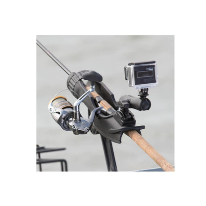 Rod Holder (Rod HD.) & Spline Post Base Set, Post Length 15.2cm, Black, 1 pc.