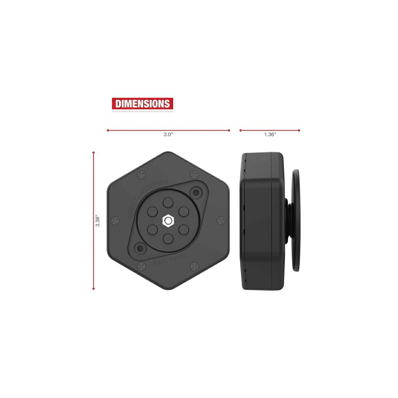 Vibration Isolation Adapter, Ball-Free, Vibe-Safe, Black, 1 pc.