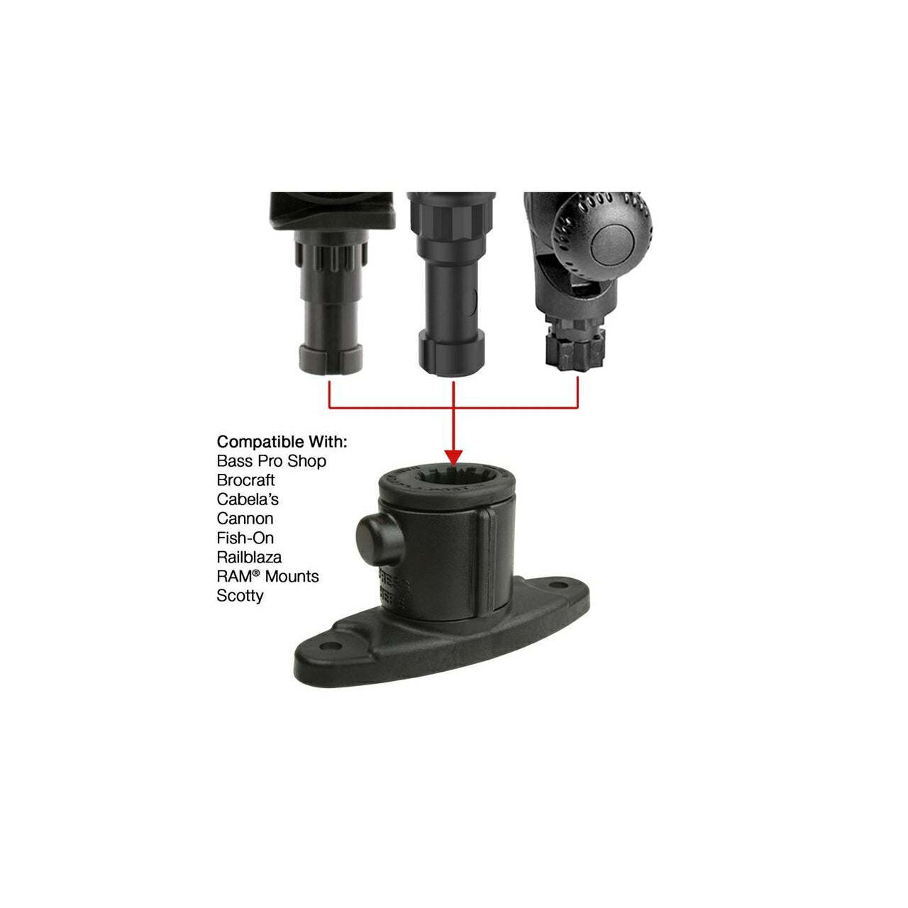 Spline Post (with 2-hole drill-down base) Black, 1 pc.