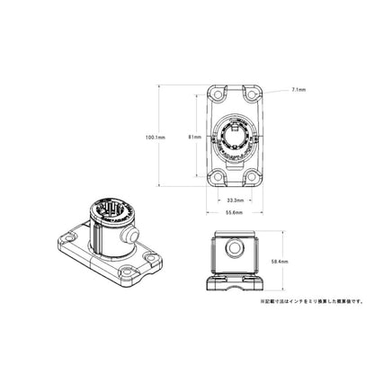 スプラインポスト(平面用) リリースボタン付 4穴P1.3X3.19inch ブラック 1個入り
