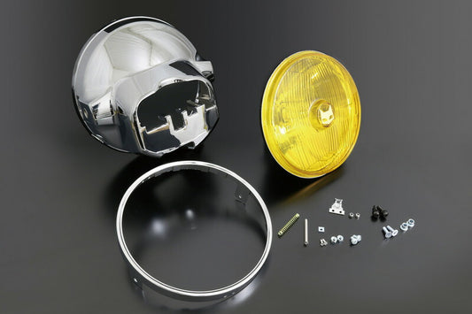 マーシャル888ヘッドライト イエロー/メッキカバー CB750/900F/CB1100R