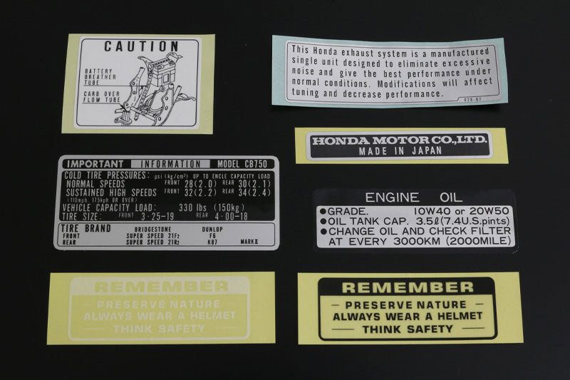 コーションラベルセット 英語版 CB750K