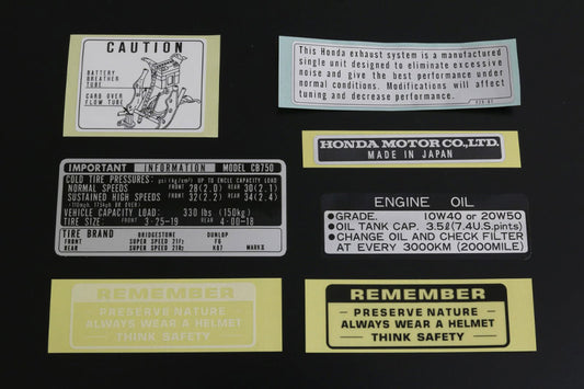 コーションラベルセット 英語版 CB750K