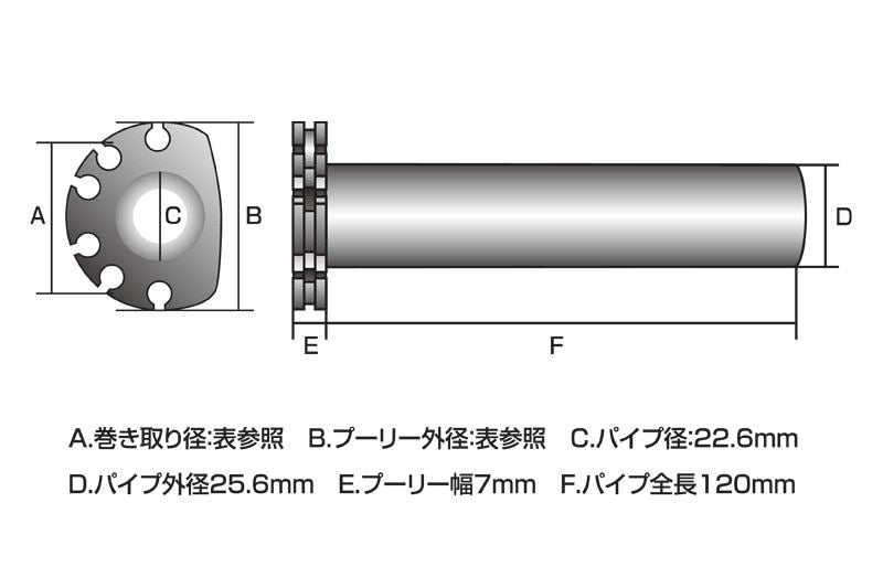スロットルパイプ (A：巻取り径Φ32・B：プーリ径41mm) φ32 1個