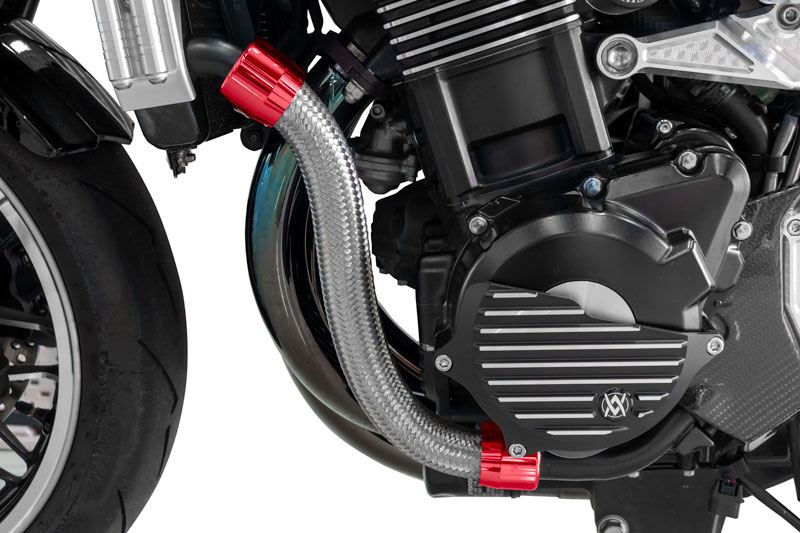 [EARL'S ECON-O-FIT Limited Edition] Red Stainless Steel Mesh Radiator Tube Set ver.2 for Z900RS/CAFE '21- (2 tubes)