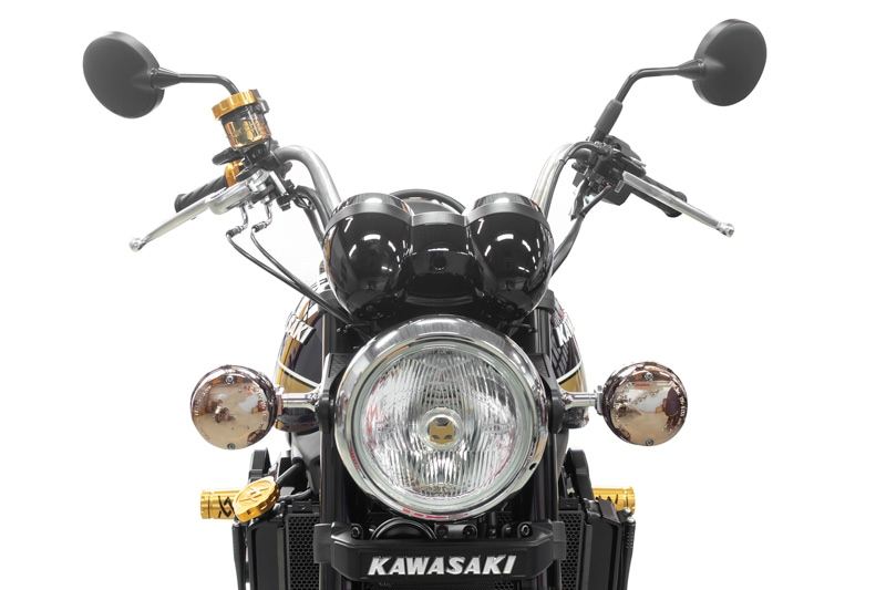 Z900RS-specific Handlebar ARCHI-YB Shibori Gold (Handlebar only) Inner Diameter 13.5Φ Depth Approx. 80mm 1pc