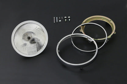 Convex Series Headlight for Old Kawasaki Models, with Chrome Case & Rim - Z1/Z2, Z750/900/1000, Z750FX1/Z1000MK2, Z1R-1