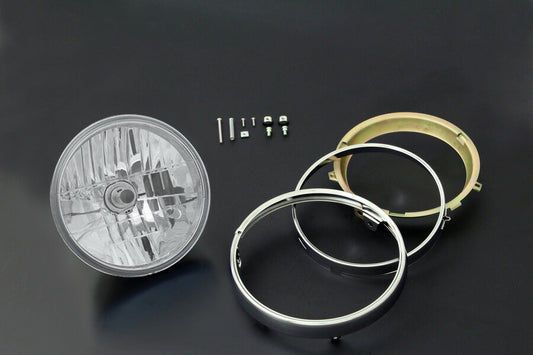 ヘッドライト メッキケース＆リム付 クリア