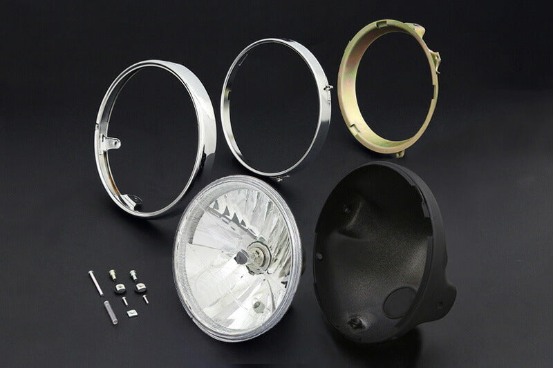 Headlight 8mm Universal / Black Case & Rim Clear Round Type
