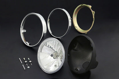 Headlight 8mm Universal / Black Case & Rim Clear Round Type