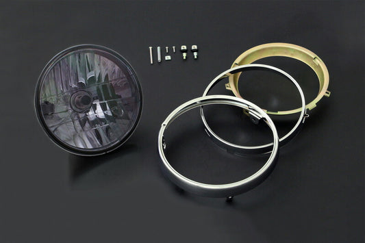 ヘッドライト メッキケース＆リム付 スモークブラック