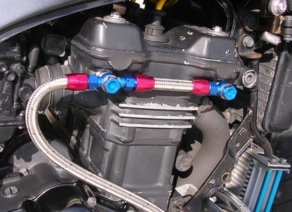 Cylinder Head Bypass Kit, Straight/Rear Exit, Blue/Red - GPZ900R