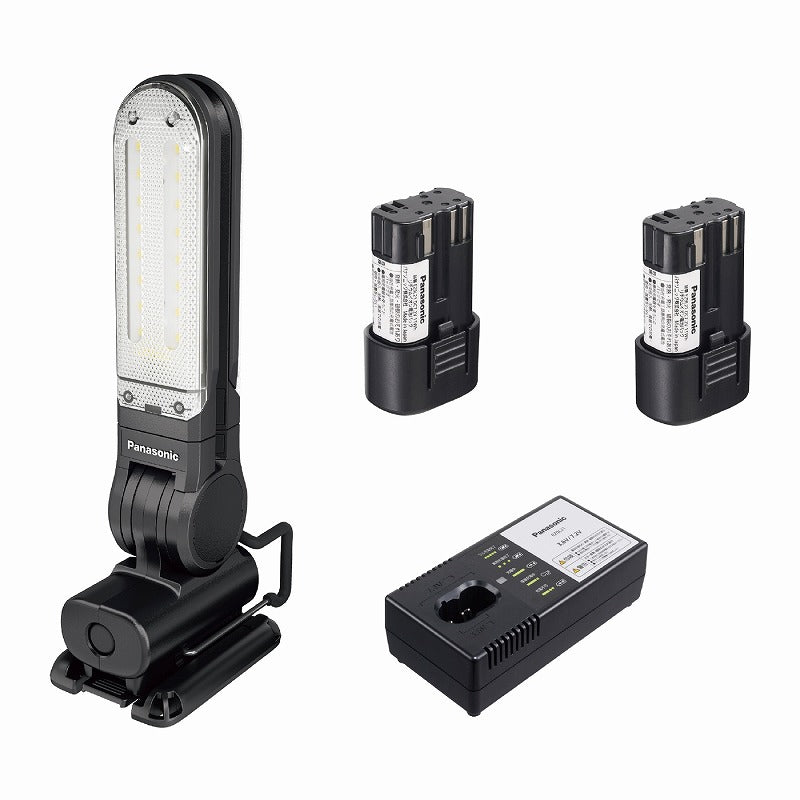 工事用充電LEDマルチライト 7.2V LAタイプ電池セット マグネットベース付 125×257×49mm 黒 ブラック