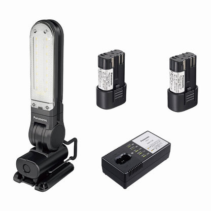 工事用充電LEDマルチライト 7.2V LAタイプ電池セット マグネットベース付 125×257×49mm 黒 ブラック