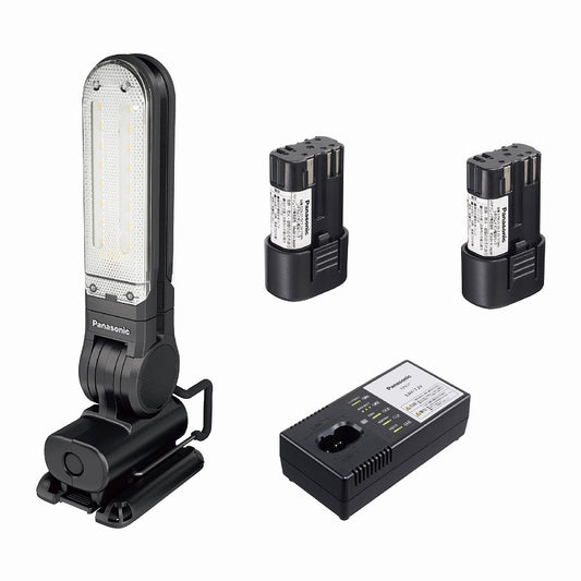 工事用充電LEDマルチライト 7.2V LAタイプ電池セット マグネットベース付 125×257×49mm 黒 ブラック