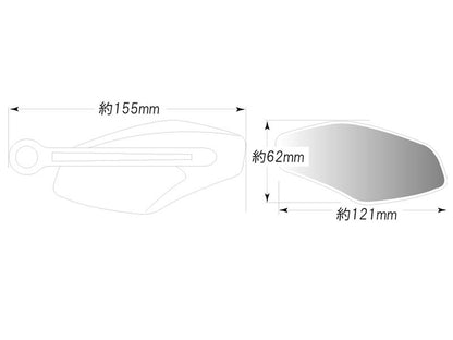 フラットローミラー ブラック M10-P1.25 ランスタイプ2/右側