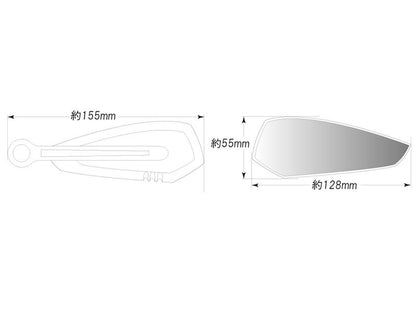 フラットローミラー ブラック M10-P1.25 ウイングタイプ/左側