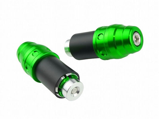 Embossed Aluminum Bar End Caps Lime Green Universal
