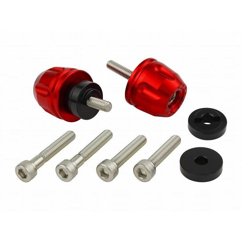 Billet Revolver Bar Ends - Red M6 - Honda/Suzuki - Set of Left and Right