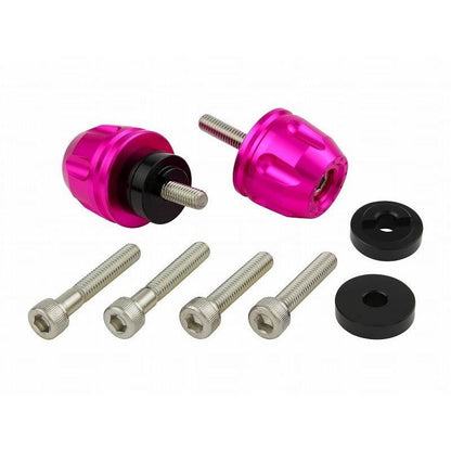 Billet Revolver Bar Ends, Pink, M6, Honda/Suzuki, Left/Right Pair
