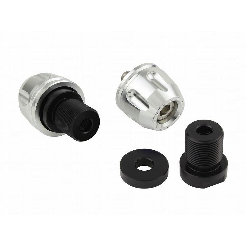 Billet Revolver Bar Ends Silver M8 Kawasaki Left and Right Set