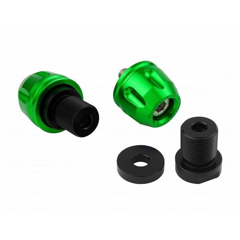 Billet Revolver Bar Ends, Lime Green, M8, Kawasaki Models, Left and Right Set