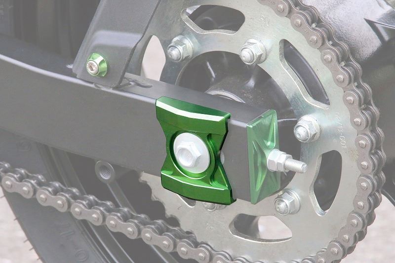 Chain Adjuster Plate, Lime Green - Ninja 250