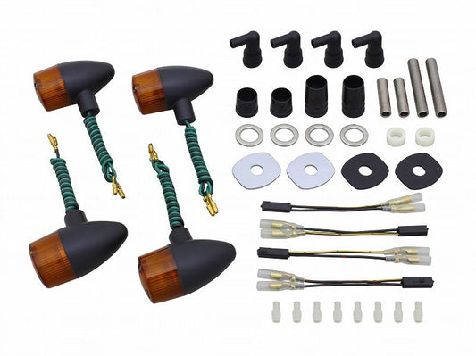 Classic Turn Signal Black/Amber Bullet Type W800