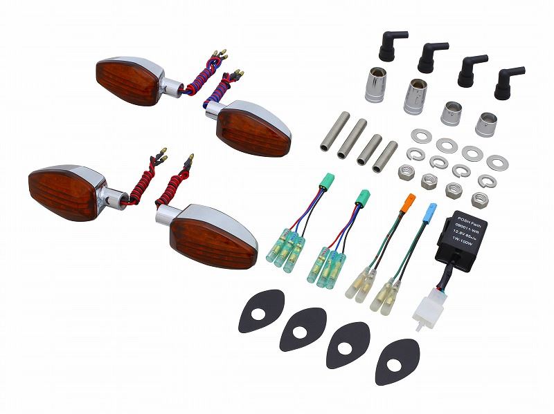 Lightweight LED Blinker Vehicle-Specific Kit - Chrome (Body)/Orange (Lens) for CB1300SB