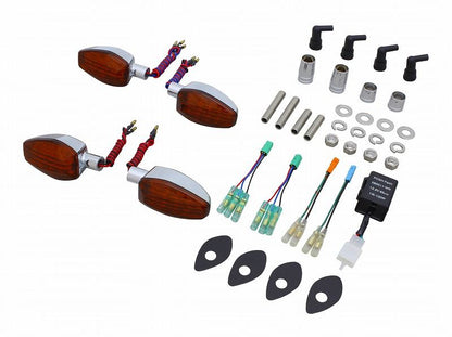 Lightweight LED Blinker Vehicle-Specific Kit - Chrome (Body)/Orange (Lens) for CB1300SB