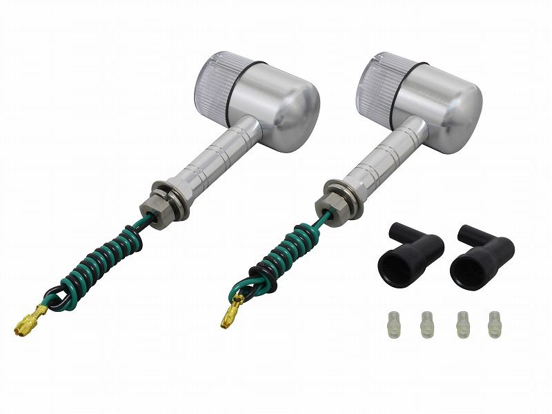 Aluminum Machined Turn Signal Super Long Stay Silver/Clear Single Bulb/71 Type 2 pieces