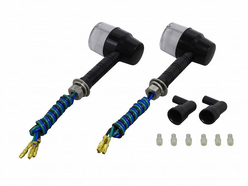 Aluminum Machined Blinker Super Long Stay Black/Clear Double Bulb/Super Bike Mini Type 2pcs