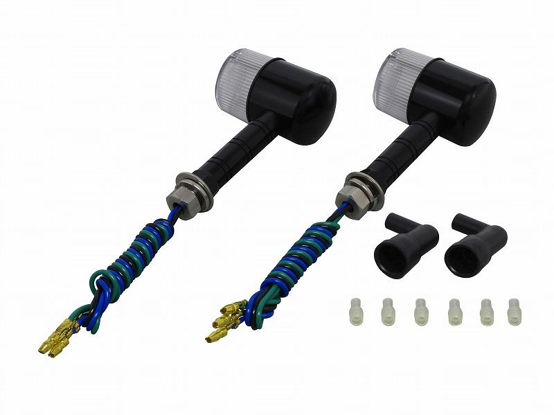 Aluminum Machined Turn Signal Super Long Stay Black/Clear Double Bulb/71 Type 2pcs
