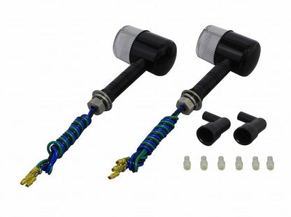 Aluminum Machined Turn Signal Super Long Stay Black/Clear Double Bulb/71 Type 2pcs