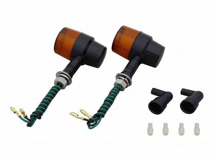Middle Machine Turn Signal, Long Stay, Black/Orange, Single Bulb/Superbike Type, 2 Pieces